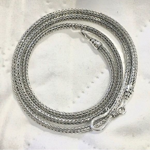 Sterling Silver Wheat Chain Braided Necklace 20inches - Picture 3 of 10